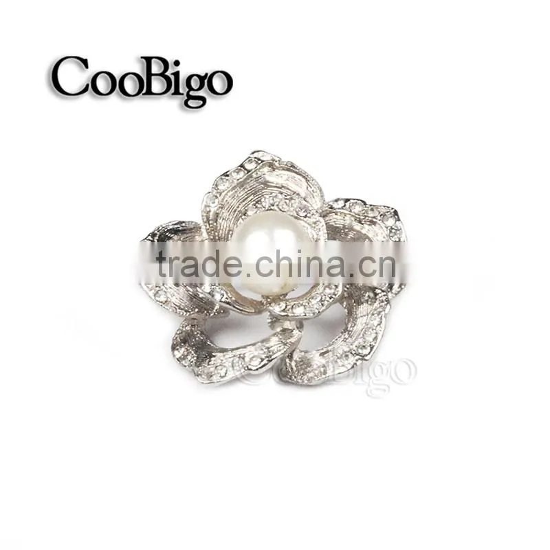 Fashion Jewelry Flower Rhinestone Pearl Brooches Pin Wedding Girl Gift Dresses Hijab Scarf Apparel Accessories