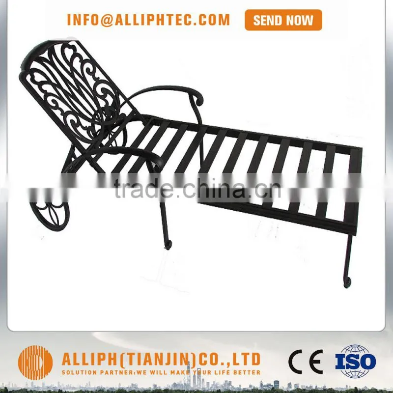china cheap cast aluminum furniture outdoor chaise lounge with wheels