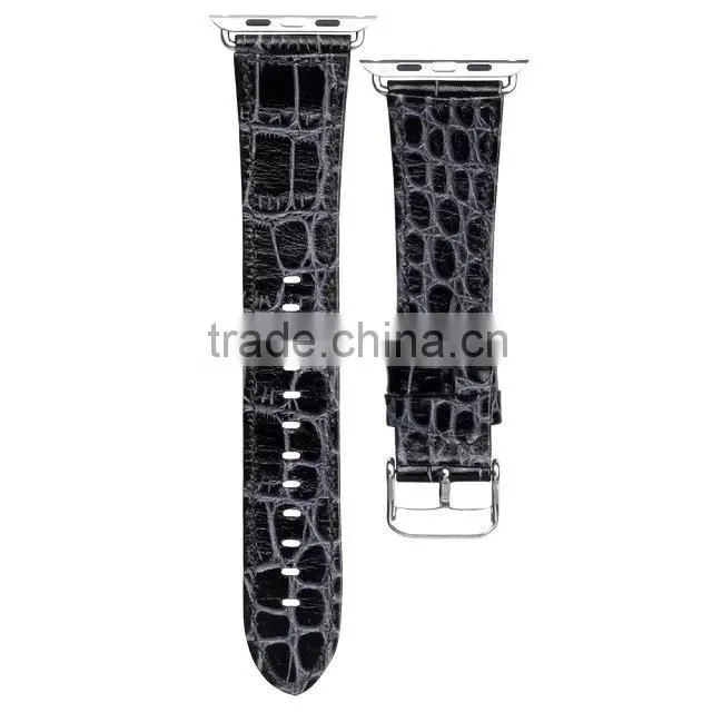 Hot Sale crocodile grain real leather watch band for Apple watch