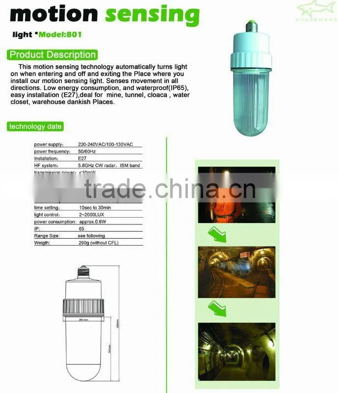 SK801 IP65 Energy Saving AND Home safety Microwave mine sensor light