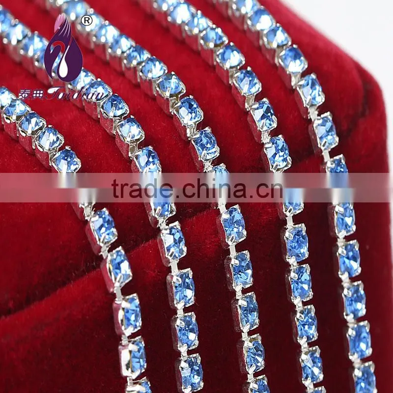 ss10 2.7-2.8mm silver Single row Rhinestone cup chain for Bags,Shoes,Garment Decoration