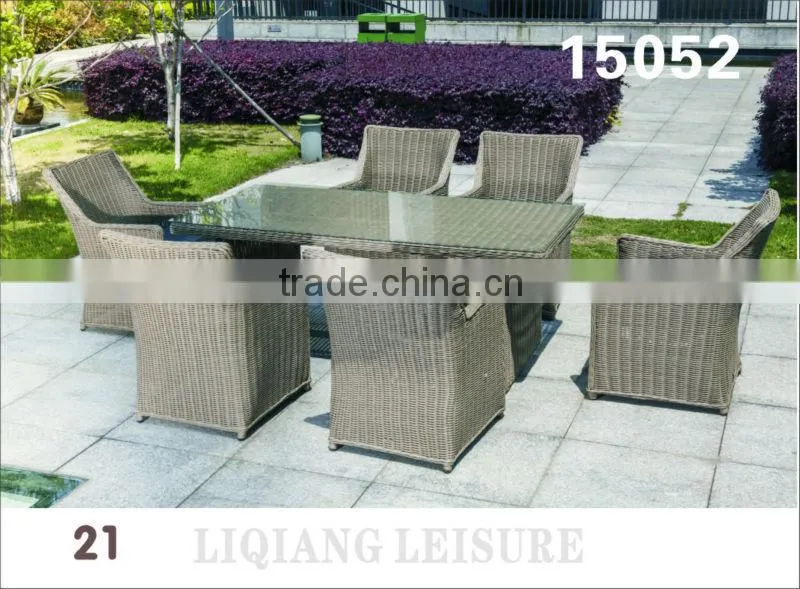 7pcs aluminium frame outdoor furniture round rattan dining set