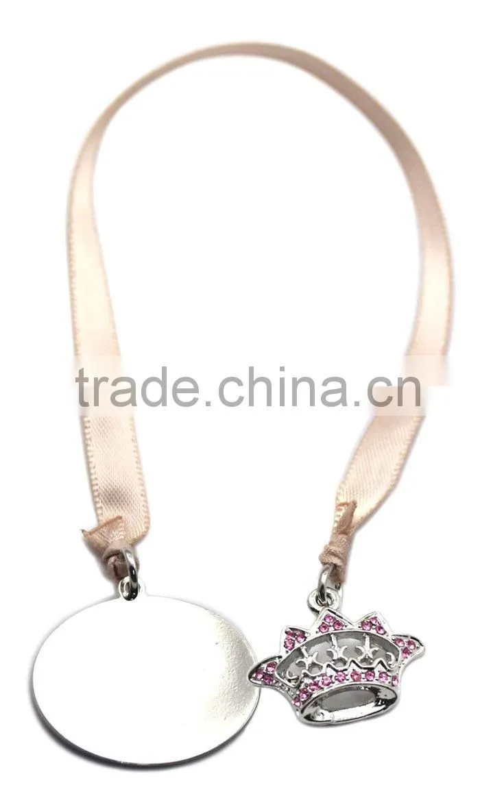 custom metal flower shaped Bookmarks with Ribbon, Made of Alloy and Crystal