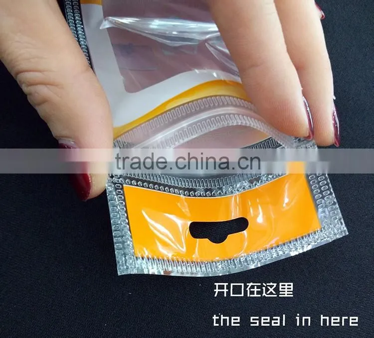 cheap plastic bag printing for the mobile ring laminated poly bag Red Orange printed zipper bag