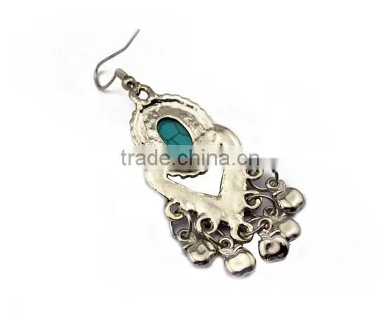 New design Vintage Gold Plated Ginasy Bohemia Style Turquoise Drop Earrings