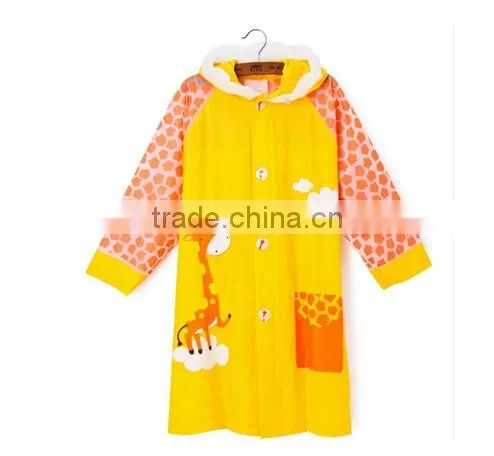 Carton Tiger Animal Squarepants Kids Raincoat Waterproof Hooded Jacket