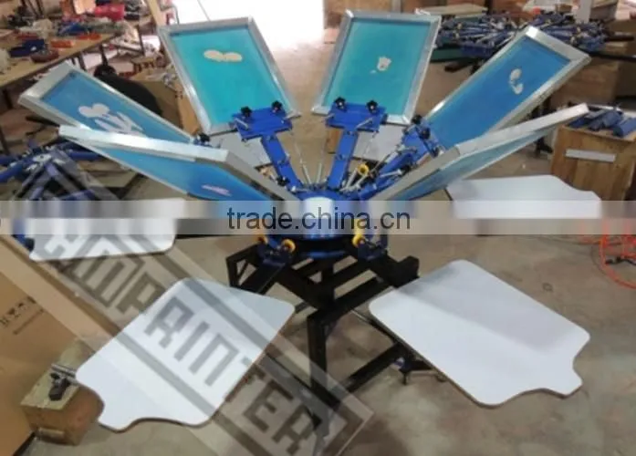 TM-R6 6-color Manual Rotary Fabric Printing Textile Screen Printer Machine