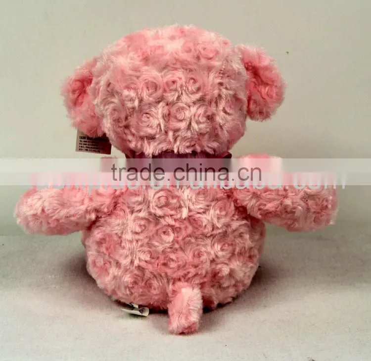 Luckiplus Hot Sale First Class Pink Bear With Pink Bowknot Safe Technology Toy For Kids