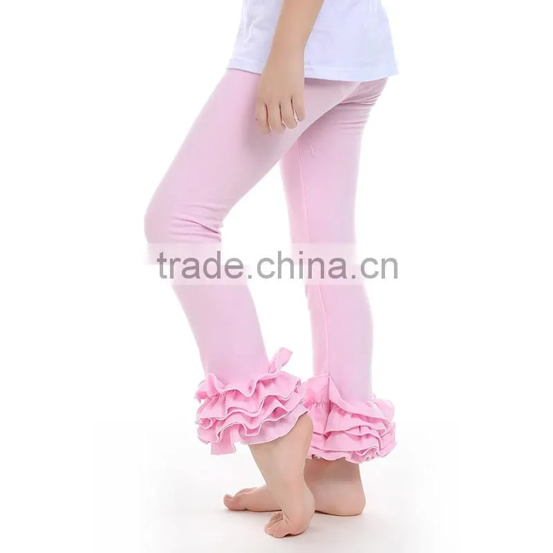 High quality wholesale girls leggings wholsale boutique toddlers cotton tight leggings kid's ruffle pants leggings