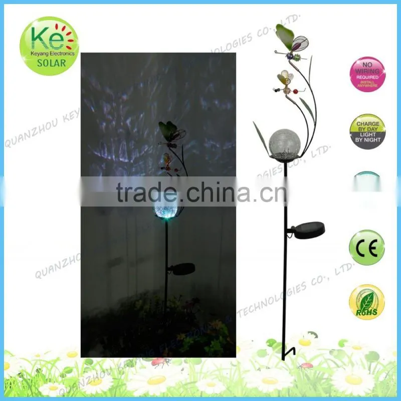 Street outdoor light glass ball butterfly solar power