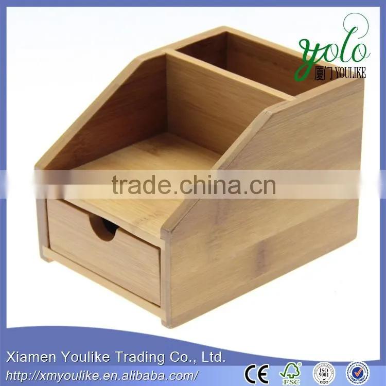 Bamboo Colour Desk Stationary Organiser pen stand bamboo notes holder