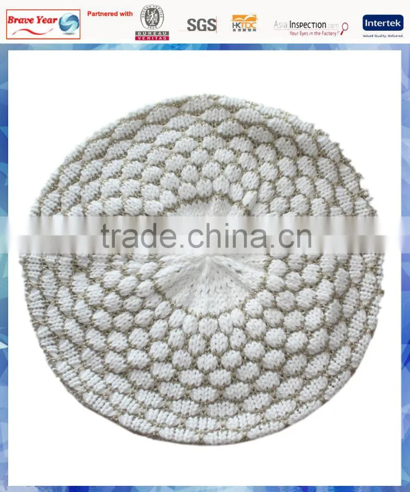lurex popcorn knit knit beret for women