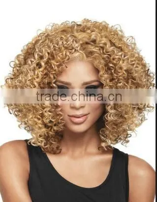 Blonde Short Curly Hair Extension Afro Kinky Curly Hair