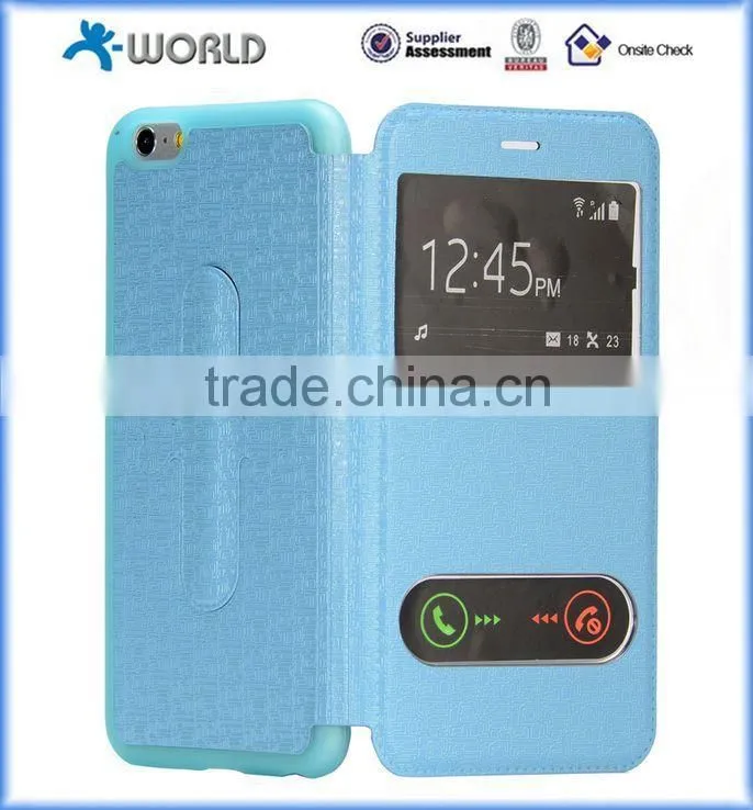 TPU Flip Case for iPhone 6S with Smart Window and Stand