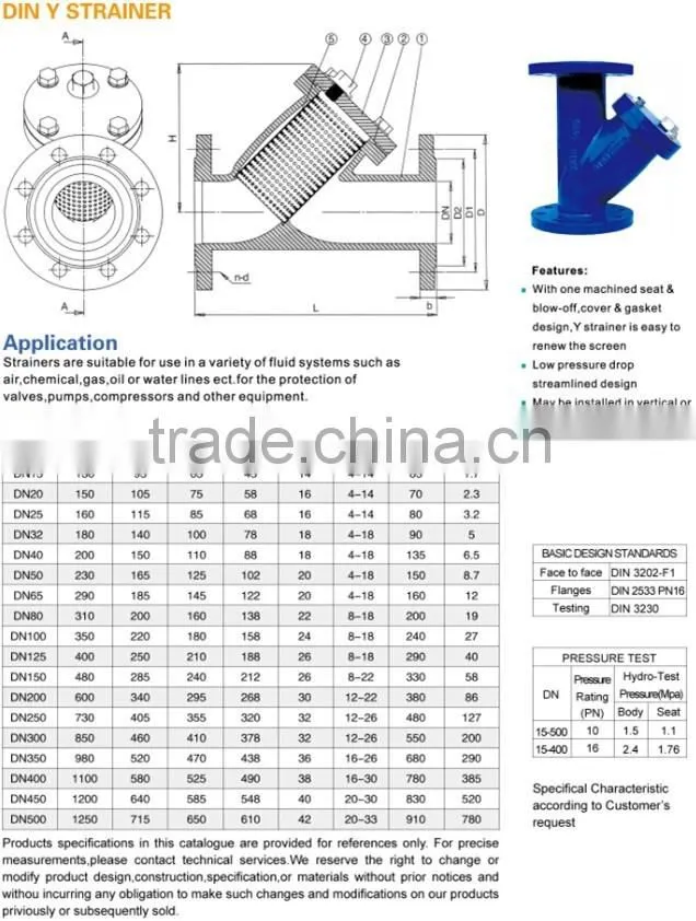 ductile iron y strainer pn16