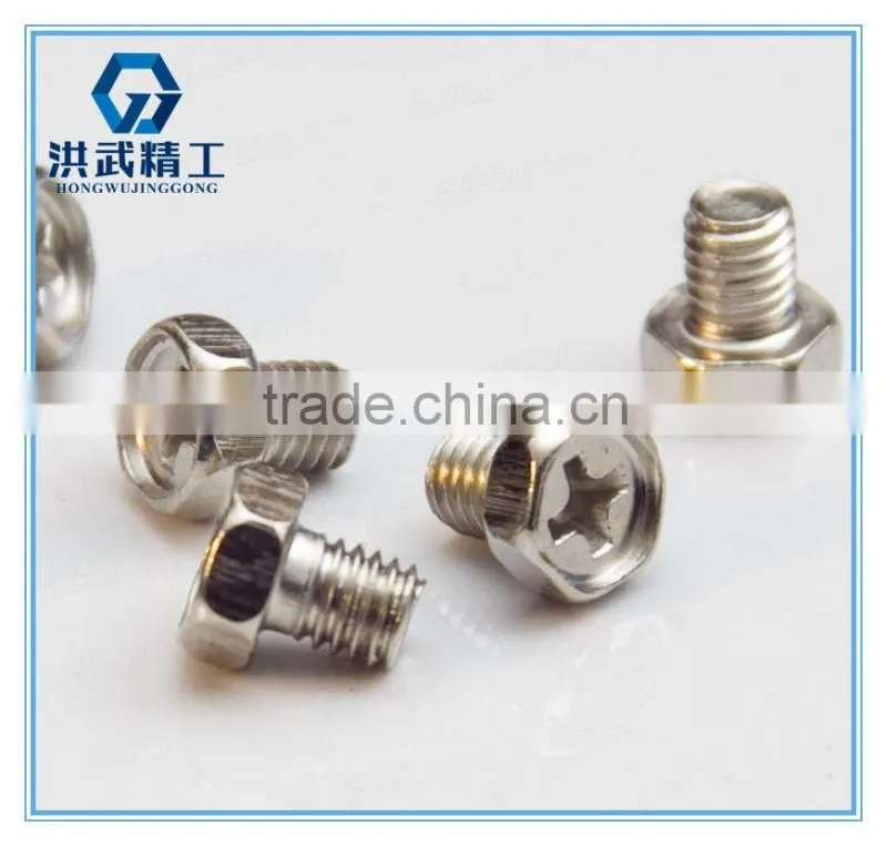 Cross recessed hexagon bolts with indentation