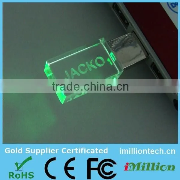 Wholesales Alibaba Express LED Light Crystal USB Flash Drive,USB glass flash drives,3D Crystal Glass USB Pendrive