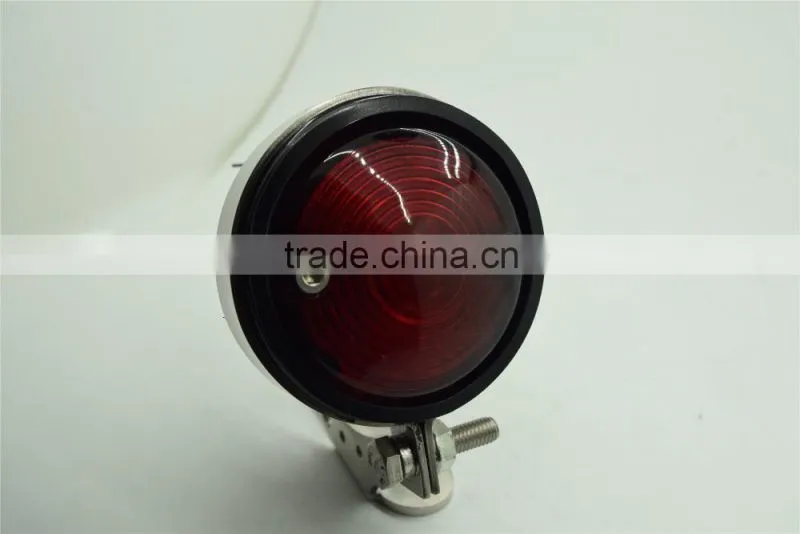 Black Round Red LED Tail Light Lamp for Harley Motorcycle Bobber Chopper 12V
