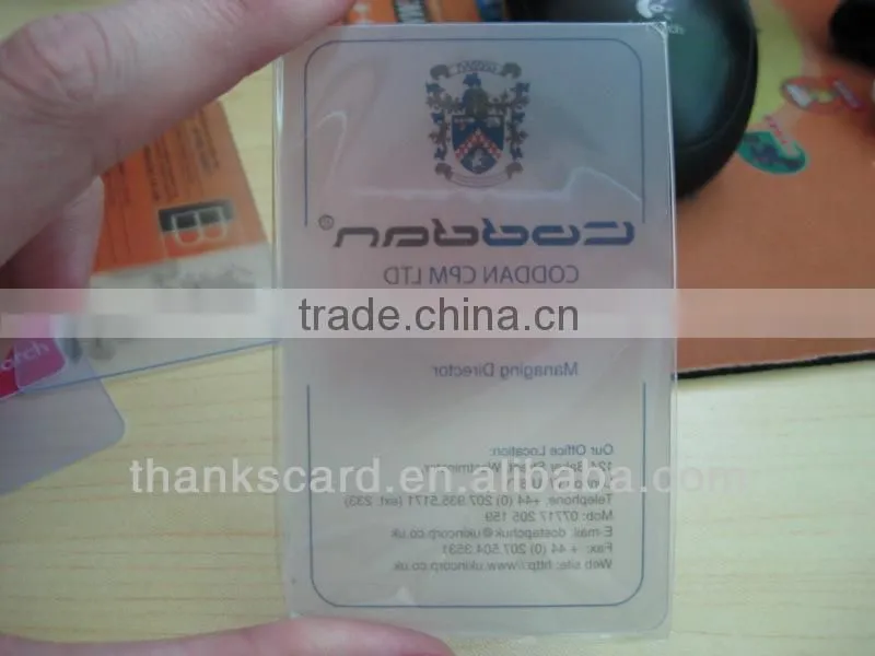 Free Design~~!! Best Material PVC transparent gift card/ Plastic clear card/ Clear matte transparent card