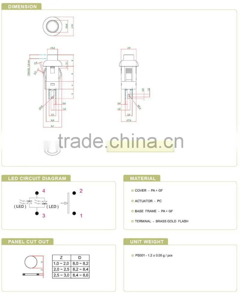PS001 Series Pushbutton Switch