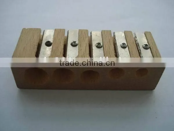 New multi-function five holes wooden big pencil sharpener