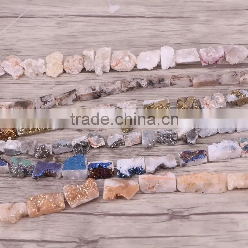 Full Strand Titanium AB Druzy Agate Beads, Drusy Agate Quartz Connector Beads For Jewelry Making