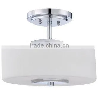 Polished Chrome Semi-Flush Mount Ceiling Fixture with Oval glass Shade