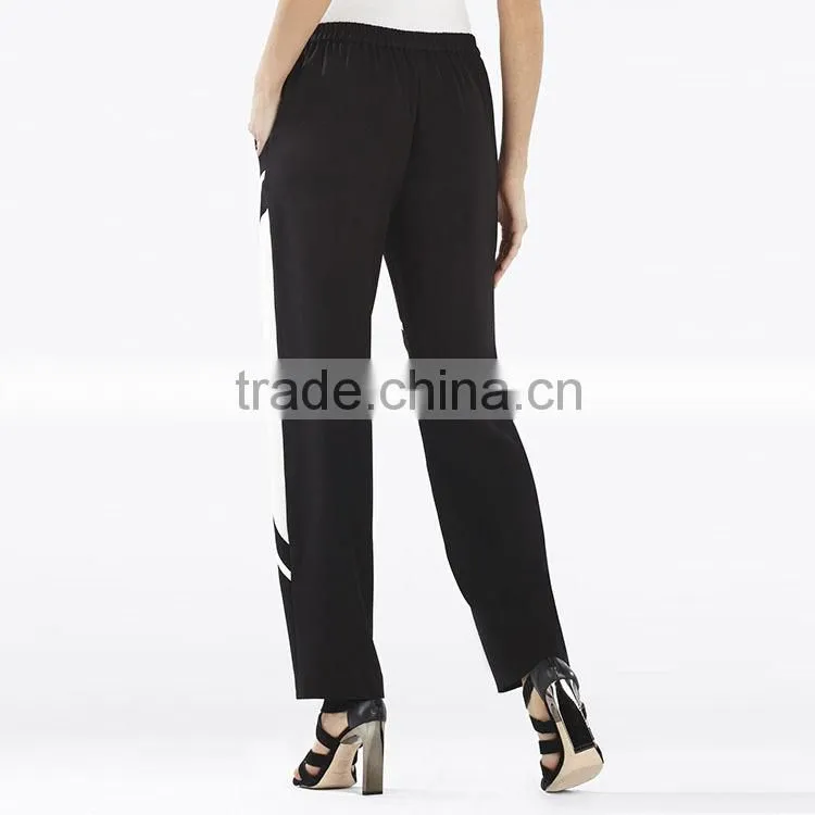 OEM service clothes factroy contrast color latest trousers design new women fashion pants