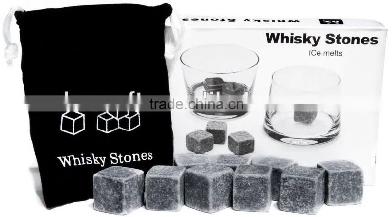9PCS/Set Chilling Rocks Set Ice Cubes Wine Bourbon Scotch Soapstone Whiskey Stones