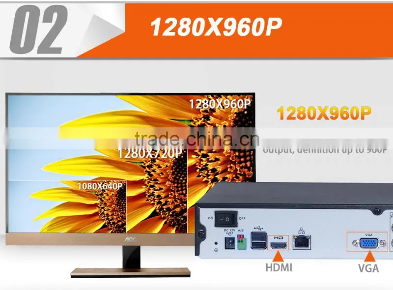 Tollar H.264 8CH AHD video recorder realtime and playback P2P 960P NVR h.264 professional dvr