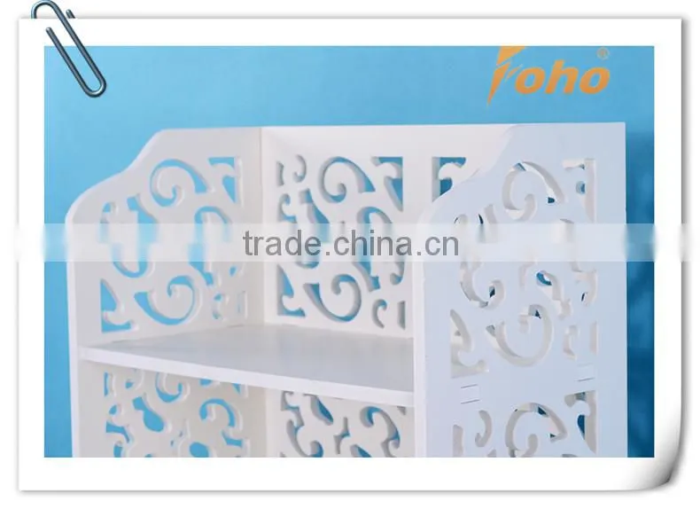 Good quality hot sale modern wood plastic material carved display shelf