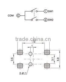 FTMHF07 smt 6mm 4pin double action tact switch