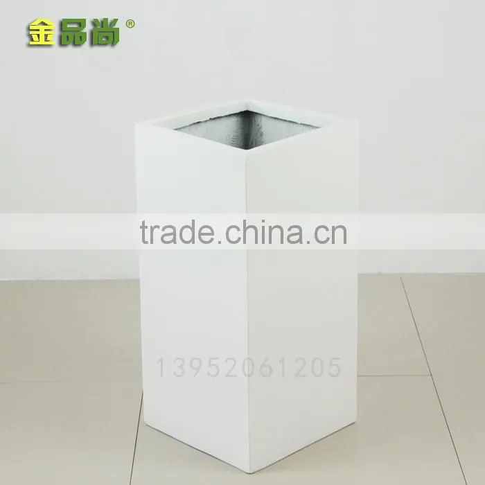 matt white rectangular uv resistant glass fiber urn
