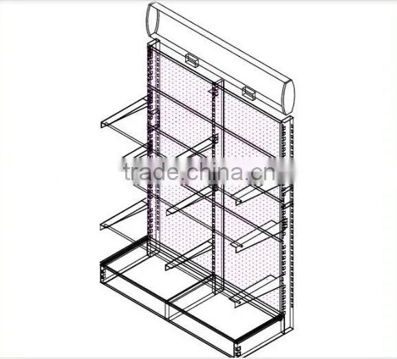 LED light box metal heavy duty Shelving Gondola unit/power tool display stand for department store/metal tool rack