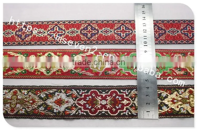 Hot selling ethnic 4cm width polyetser jacquard ribbon wholesale
