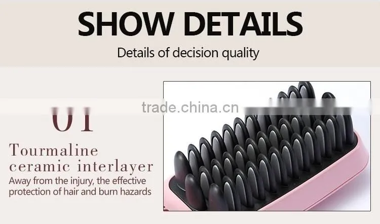 New design electric hair straightening brush with 2 in 1 packaging