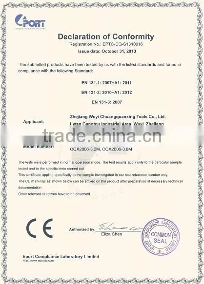 5m aluminum telescopic ladder with new TUV GS/EN131