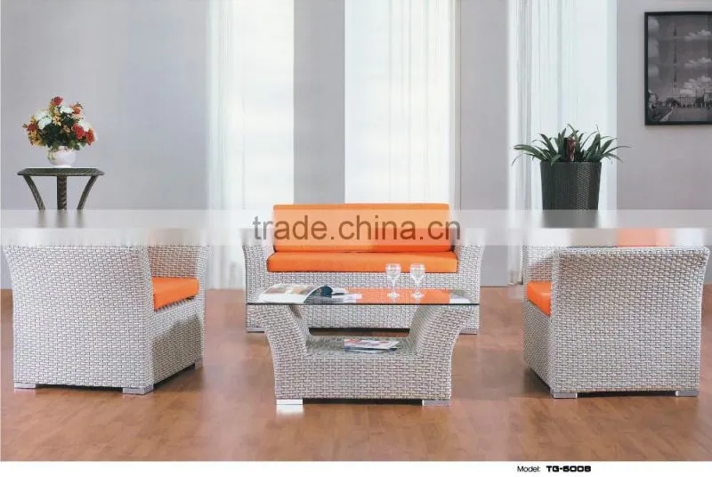 TG-6008 Aluminum rattan living room sofa set modern rattan indoor furniture