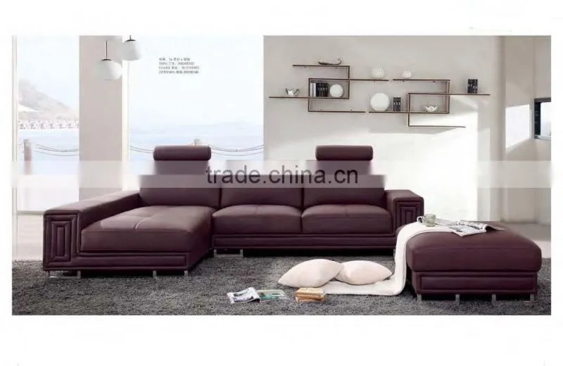 Bisini Genuine Leather Sofa with Chaise