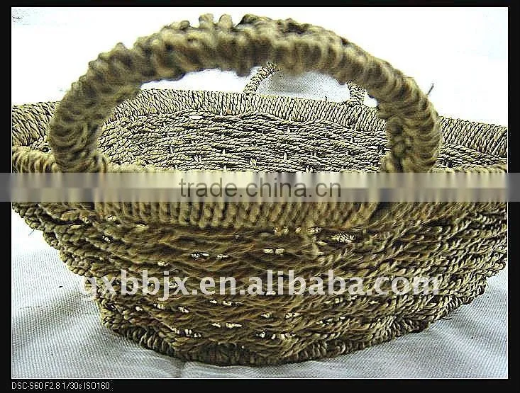 Heart shaped seagrass storage basket set of three