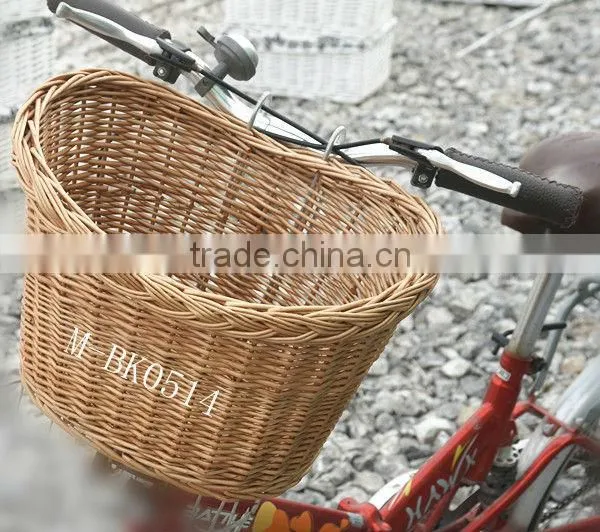 Oval wicker bicycle basket & bicycle accessory