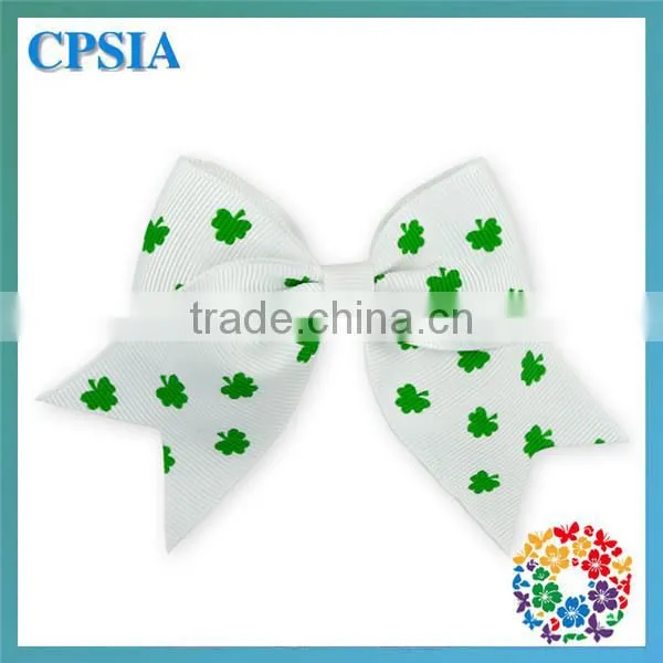 cute kids hair accessories green cheer bow/hair clips for girls