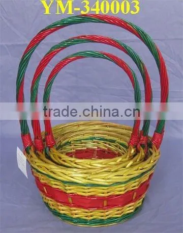 set colorful wicker basket
