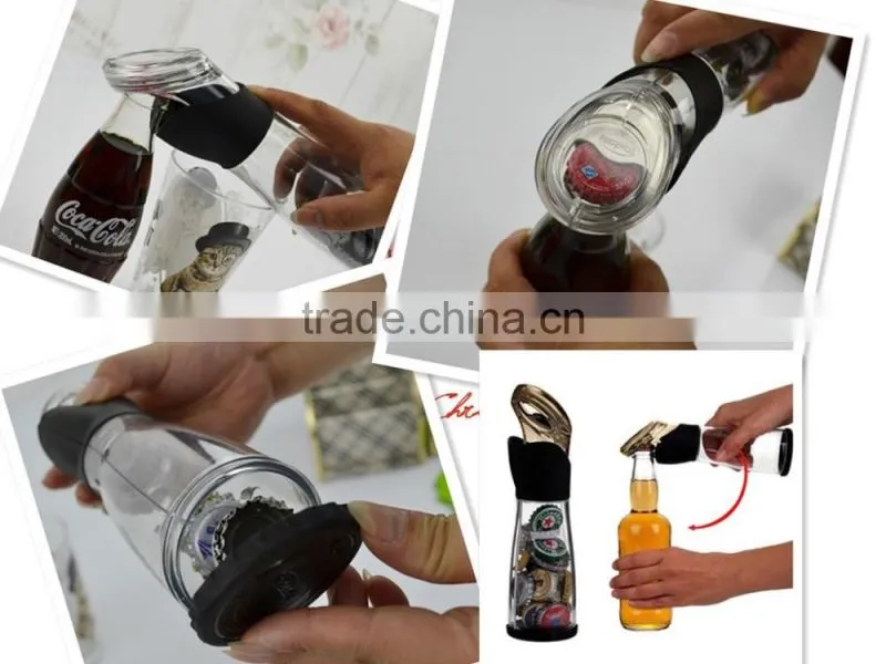 Bottle opener with catchment tank/Bottle opener with container/Bottle opener with cap container