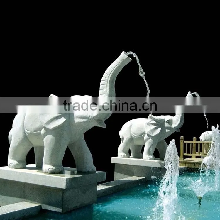 Hot sale home decoration stone carving and statues marble elephant fountain
