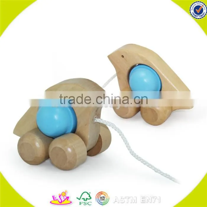 wholesale brand new wooden children pull animal car toy top quality wooden pull animal car toy W05B035