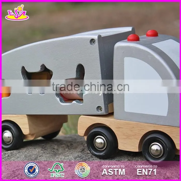 2017 new design educational toy blocks car kids wooden pull along toys W05C081