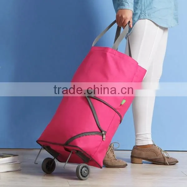 Foldable Collapsible Rolling Wheeled Shopping Market Trolley Cart