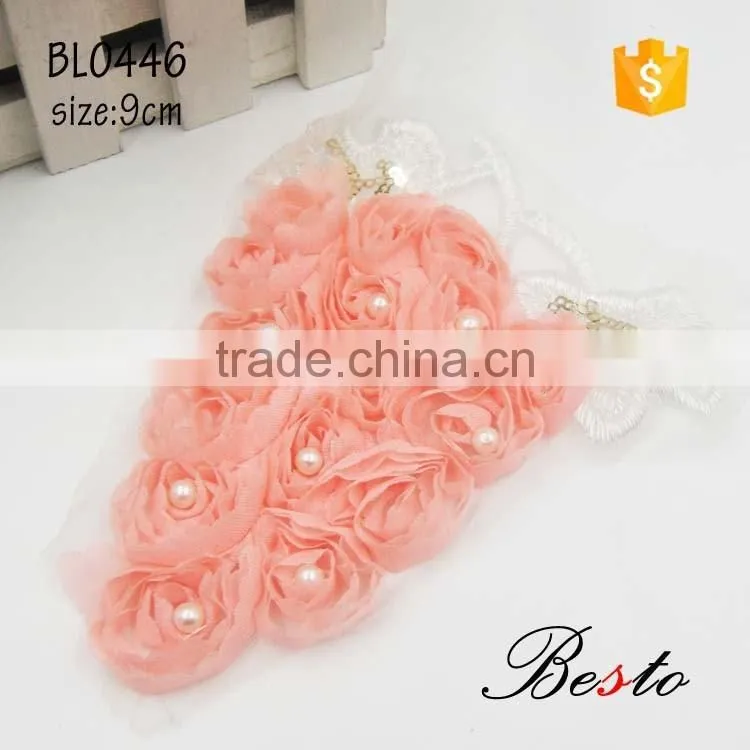 Do manual work is delicate pearl sequin fabric applique for dress