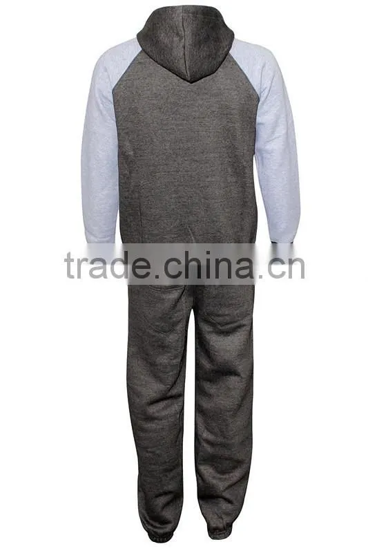 Mens Fleece Print Detailed Hooded Top Bottom Warm Up Jogging Tracksuit